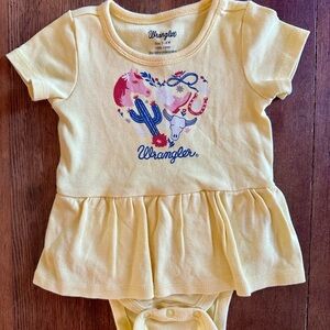 Wrangler Yellow Baby Dress Onesie with Western Motif